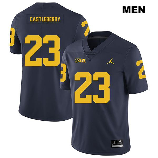 Men's NCAA Michigan Wolverines Jordan Castleberry #23 Navy Jordan Brand Authentic Stitched Legend Football College Jersey YQ25F81OO